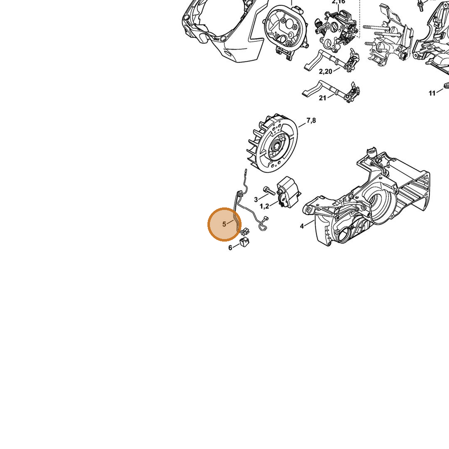 STIHL part 1138-440-3005 — IPL diagram snippet (6x zoom, amber highlight)