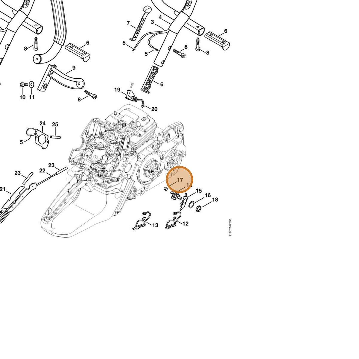 STIHL part 1138-448-1202 — IPL diagram snippet (6x zoom, amber highlight)