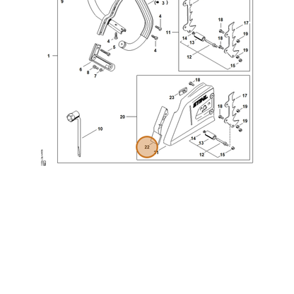 STIHL part 1138-656-1500 — IPL diagram snippet (6x zoom, amber highlight)