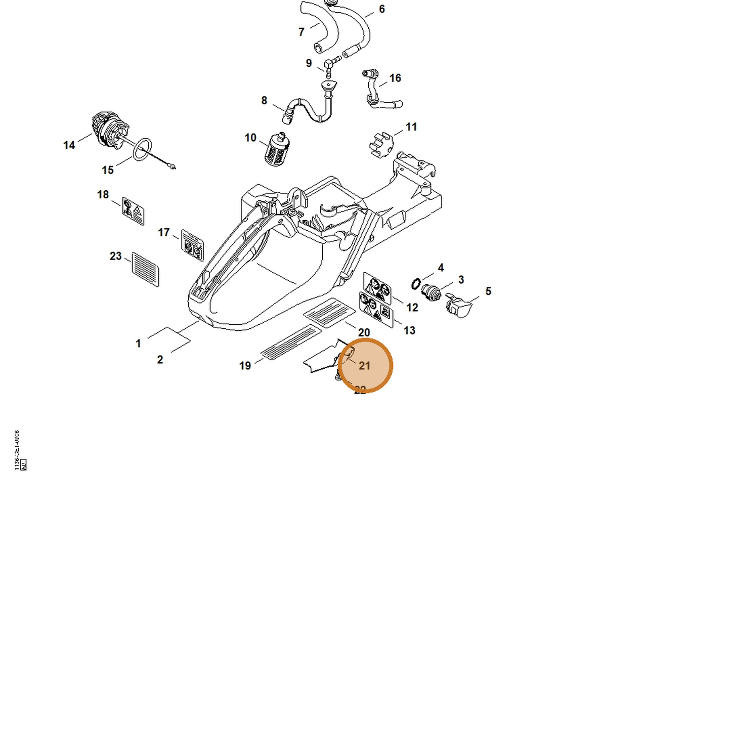 STIHL part 1138-656-1501 — IPL diagram snippet (6x zoom, amber highlight)
