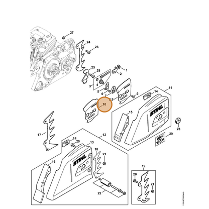 STIHL part 1138-664-1000 — IPL diagram snippet (6x zoom, amber highlight)