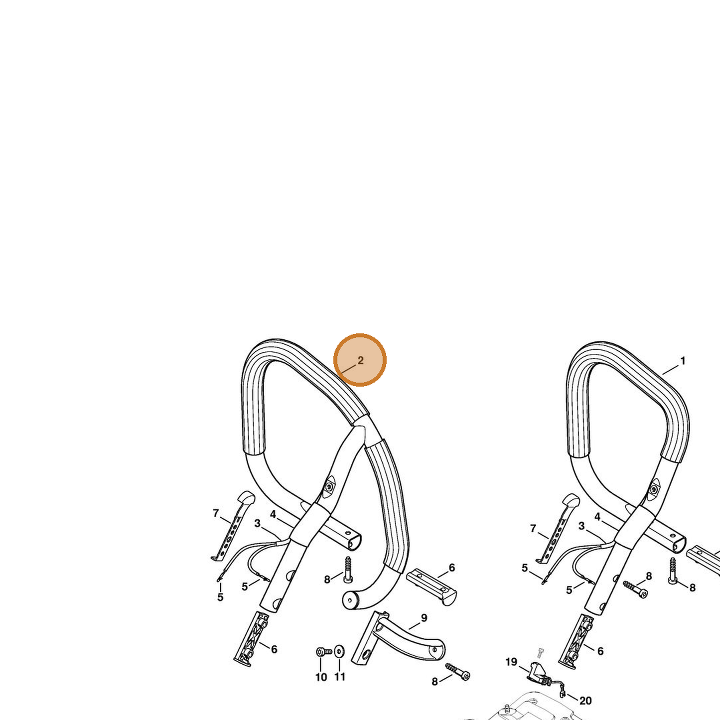 STIHL part 1138-790-3603 — IPL diagram snippet (6x zoom, amber highlight)