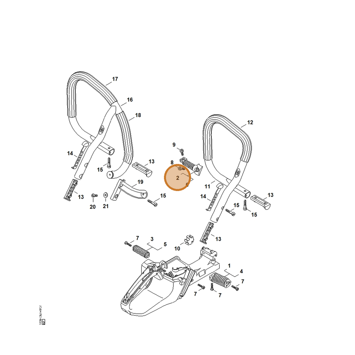 STIHL part 1138-790-8303 — IPL diagram snippet (6x zoom, amber highlight)