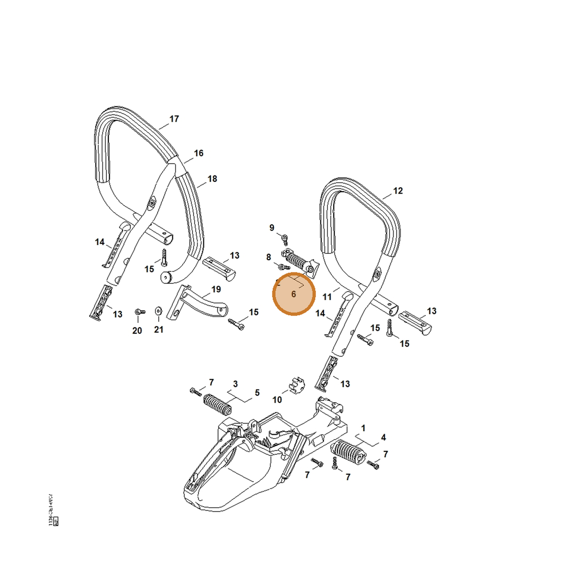 STIHL part 1138-790-8311 — IPL diagram snippet (6x zoom, amber highlight)