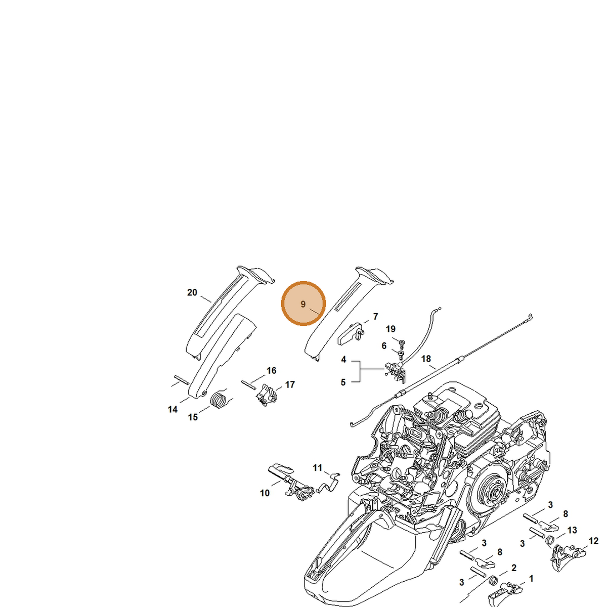 STIHL part 1138-791-0600 — IPL diagram snippet (6x zoom, amber highlight)
