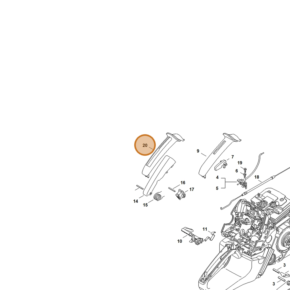 STIHL part 1138-791-0601 — IPL diagram snippet (6x zoom, amber highlight)
