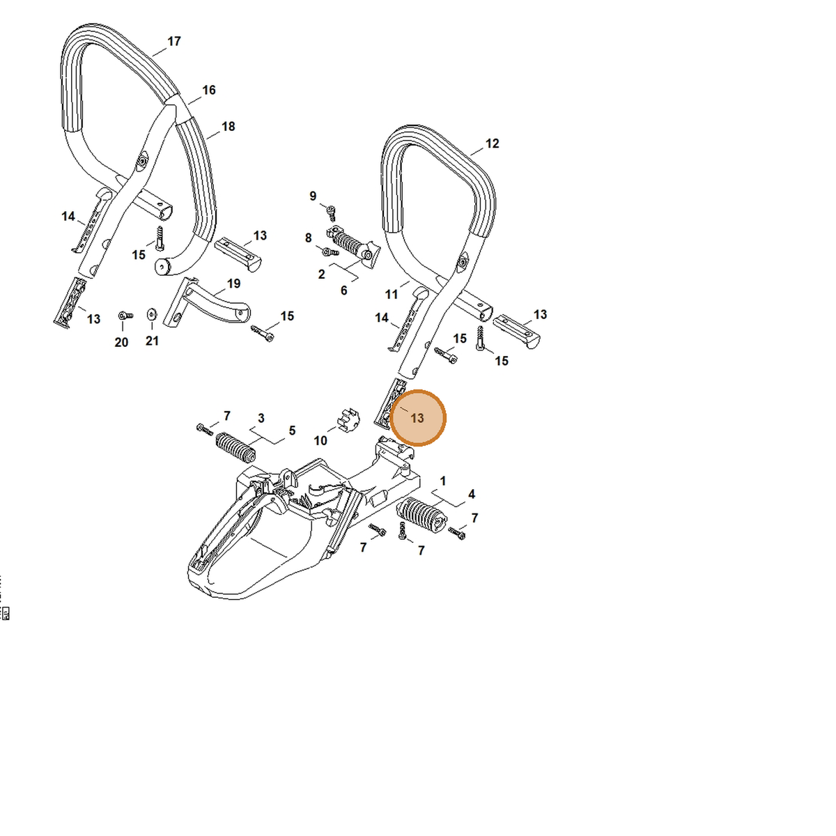 STIHL part 1138-791-5100 — IPL diagram snippet (6x zoom, amber highlight)