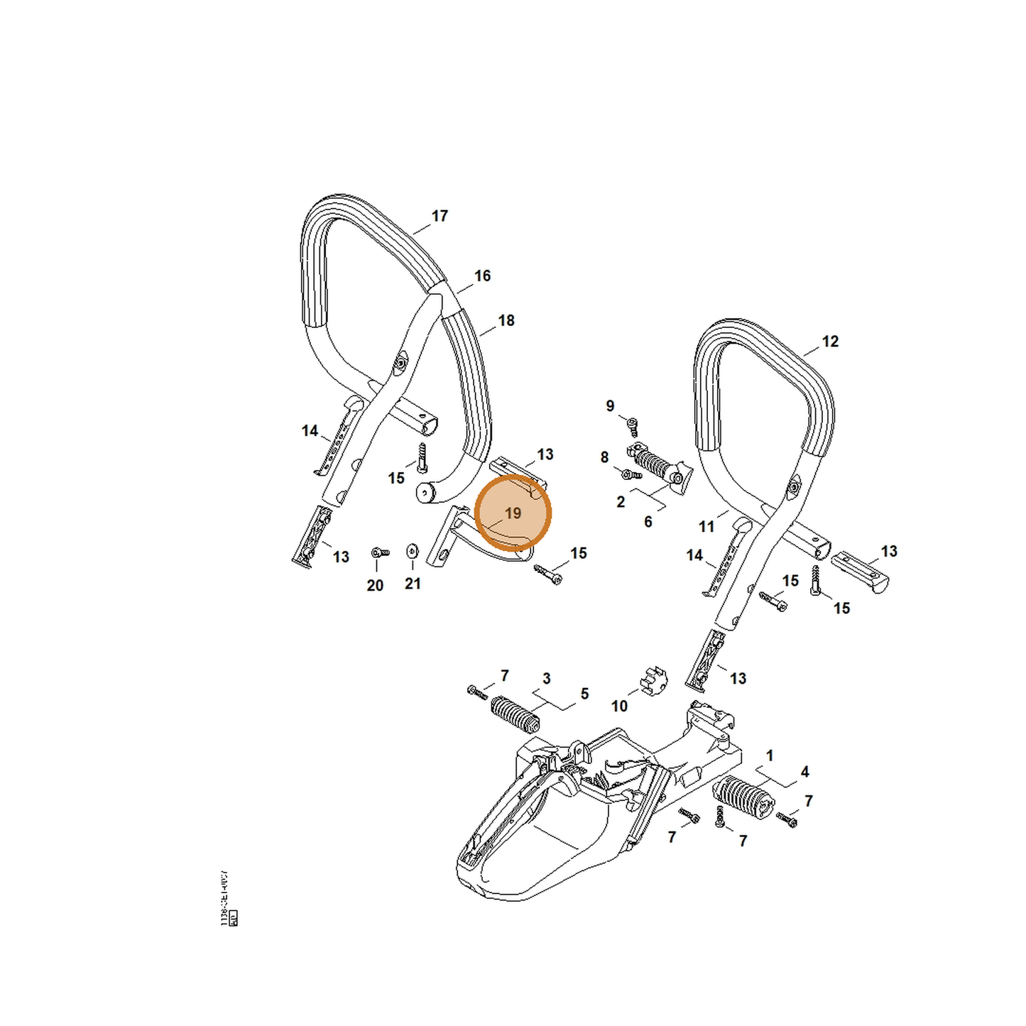 STIHL part 1138-791-5500 — IPL diagram snippet (6x zoom, amber highlight)