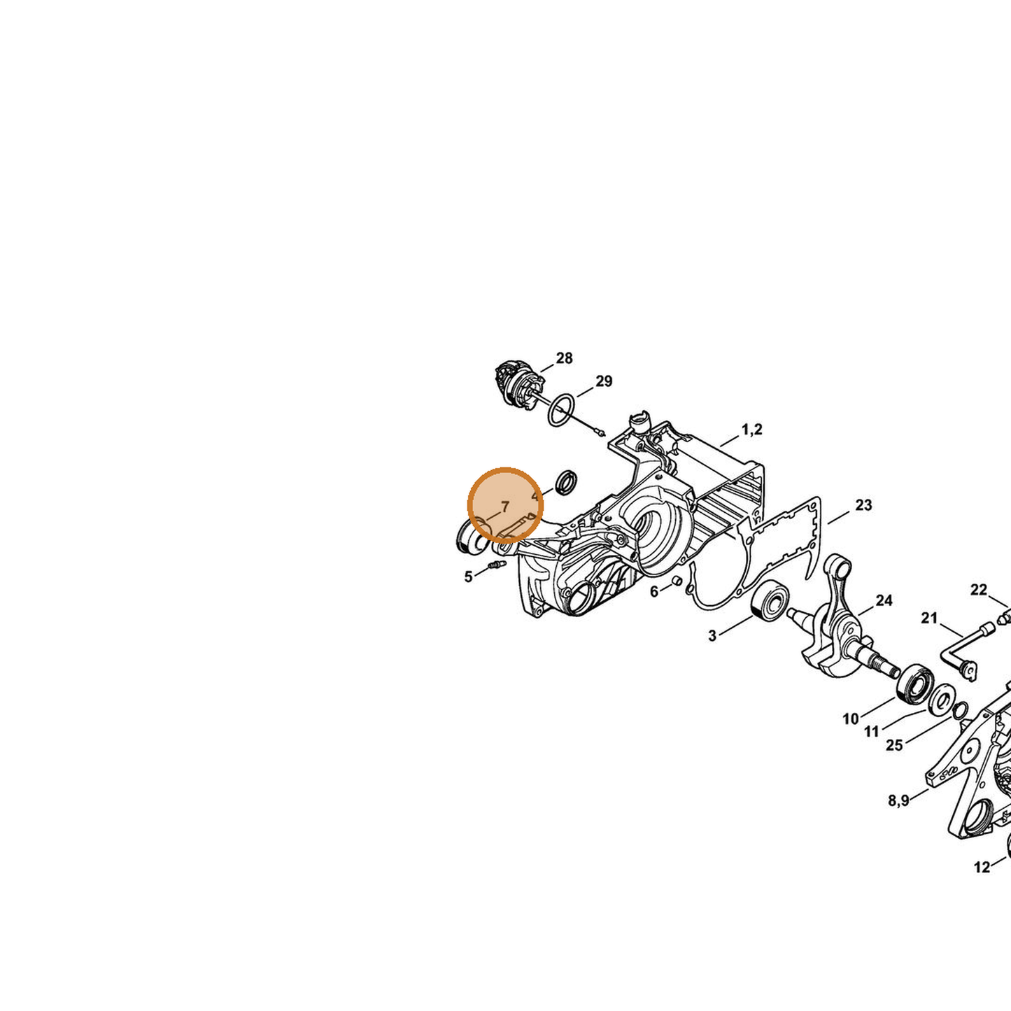 STIHL part 1138-791-5902 — IPL diagram snippet (6x zoom, amber highlight)