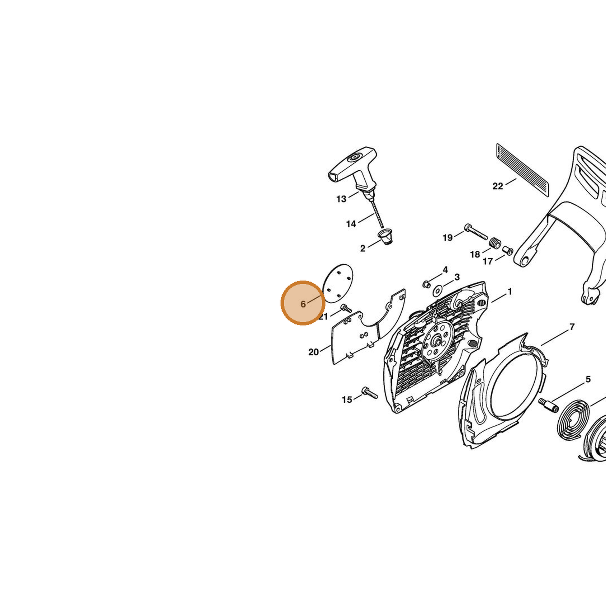 STIHL part 1138-967-1501 — IPL diagram snippet (6x zoom, amber highlight)