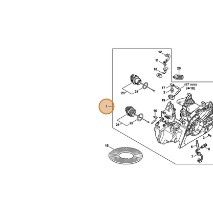 STIHL part 1139-020-3006 — IPL diagram snippet (6x zoom, amber highlight)
