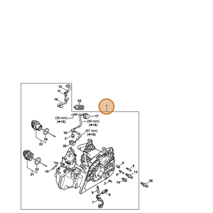 STIHL part 1139-020-3007 — IPL diagram snippet (6x zoom, amber highlight)