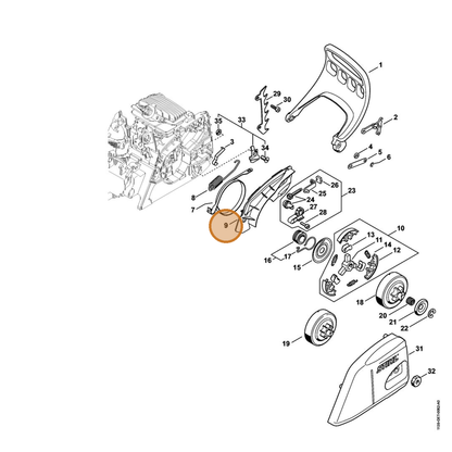 STIHL part 1139-021-1100 — IPL diagram snippet (6x zoom, amber highlight)