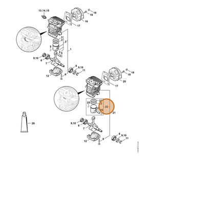 STIHL part 1139-030-2002 — IPL diagram snippet (6x zoom, amber highlight)