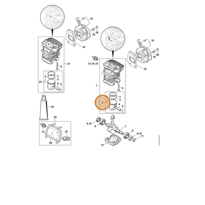 STIHL part 1139-030-2005 — IPL diagram snippet (6x zoom, amber highlight)