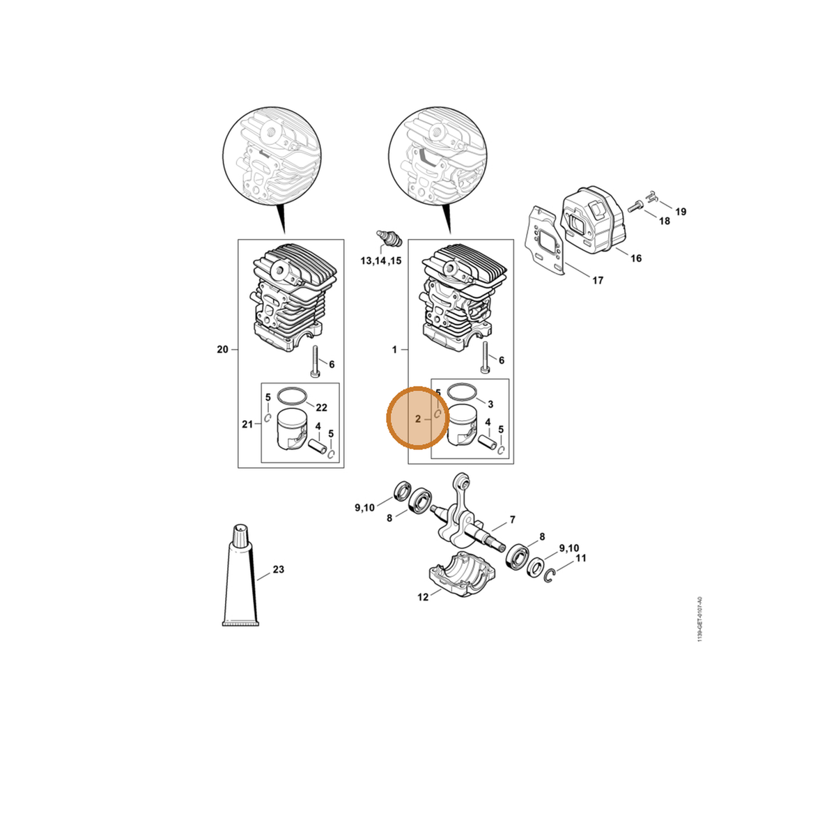 STIHL part 1139-030-2006 — IPL diagram snippet (6x zoom, amber highlight)
