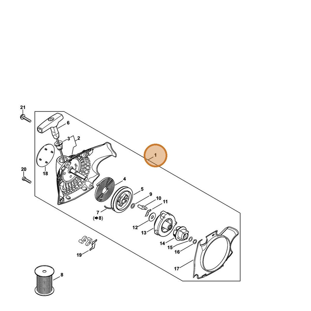 STIHL part 1139-080-2103 — IPL diagram snippet (6x zoom, amber highlight)