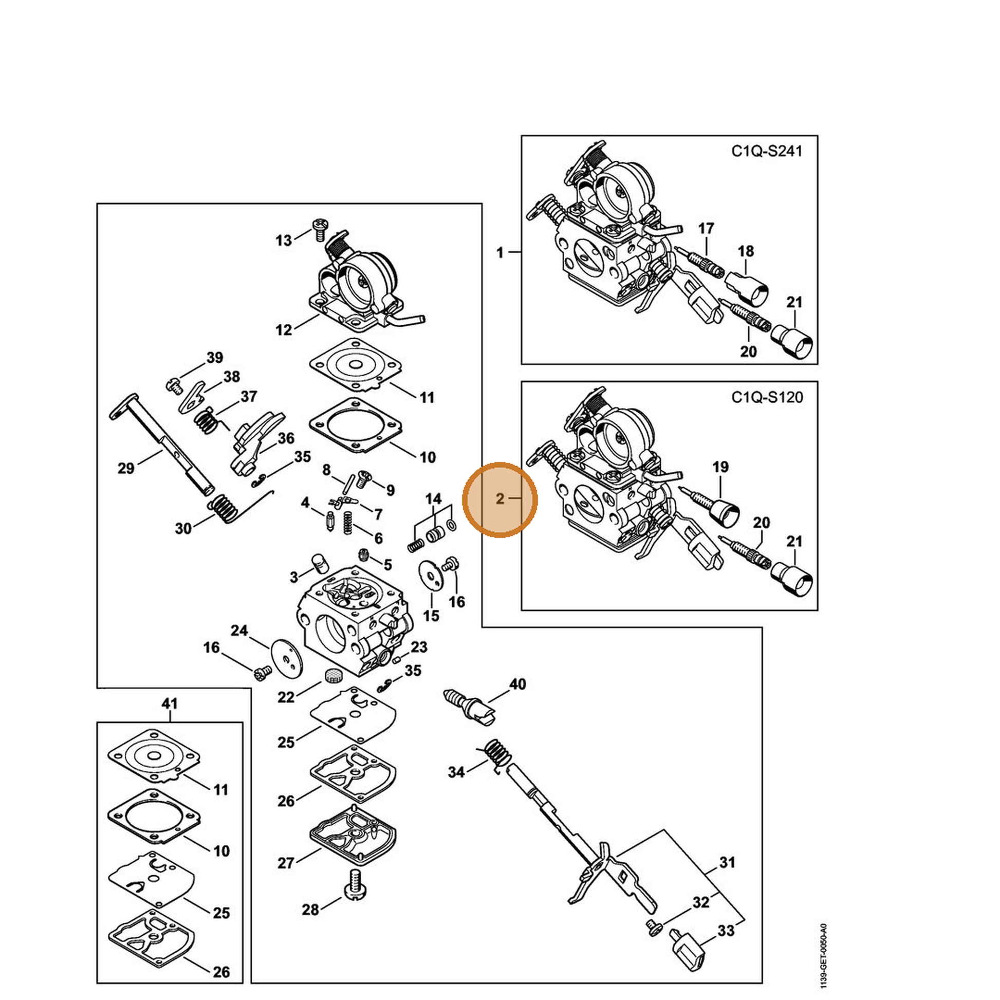 STIHL part 1139-120-0602 — IPL diagram snippet (6x zoom, amber highlight)