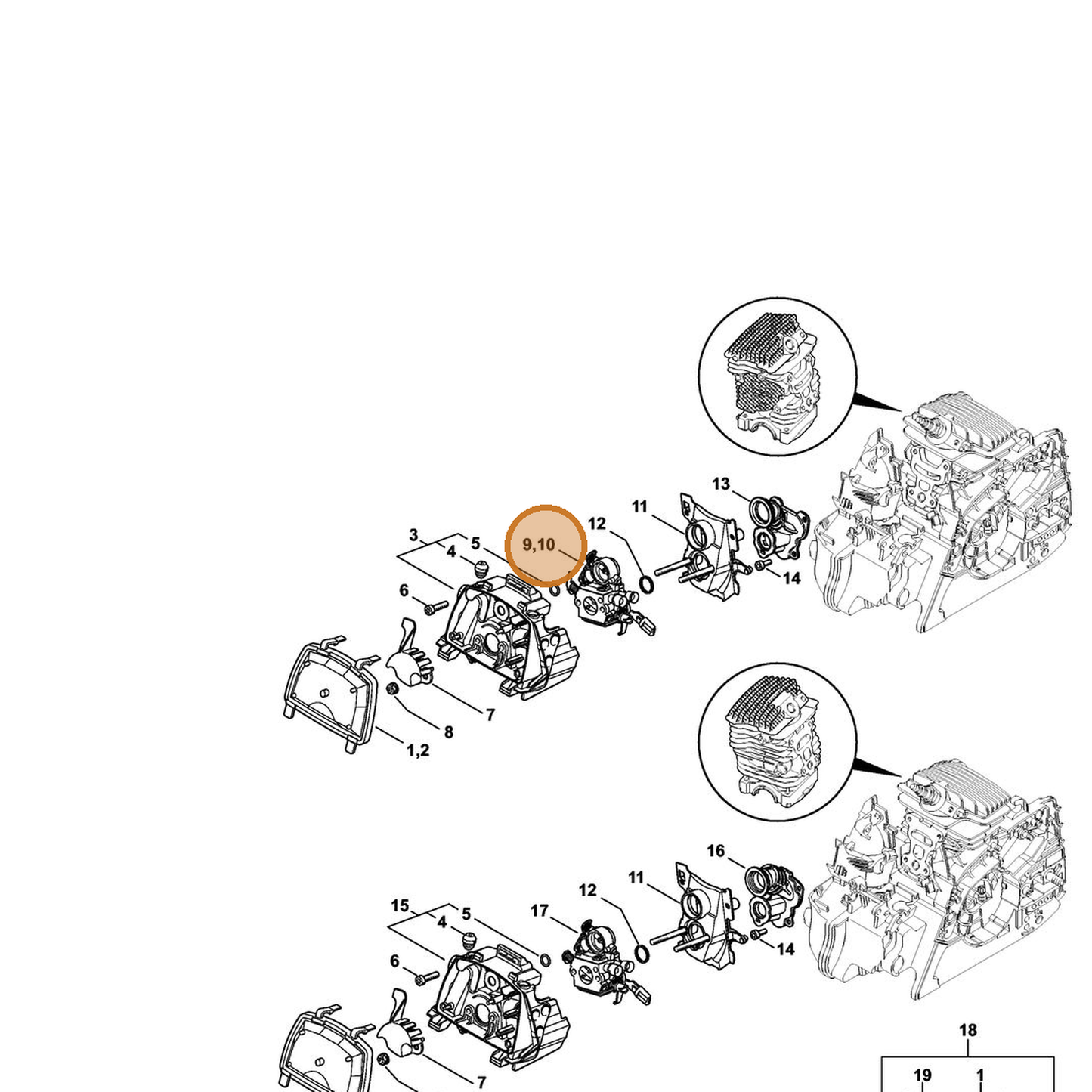 STIHL part 1139-120-0608 — IPL diagram snippet (6x zoom, amber highlight)