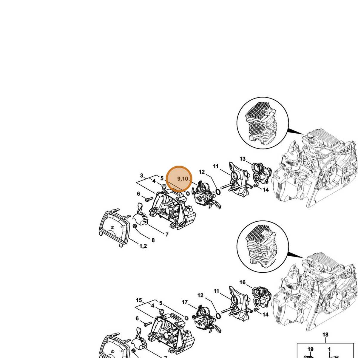 STIHL part 1139-120-0625 — IPL diagram snippet (6x zoom, amber highlight)