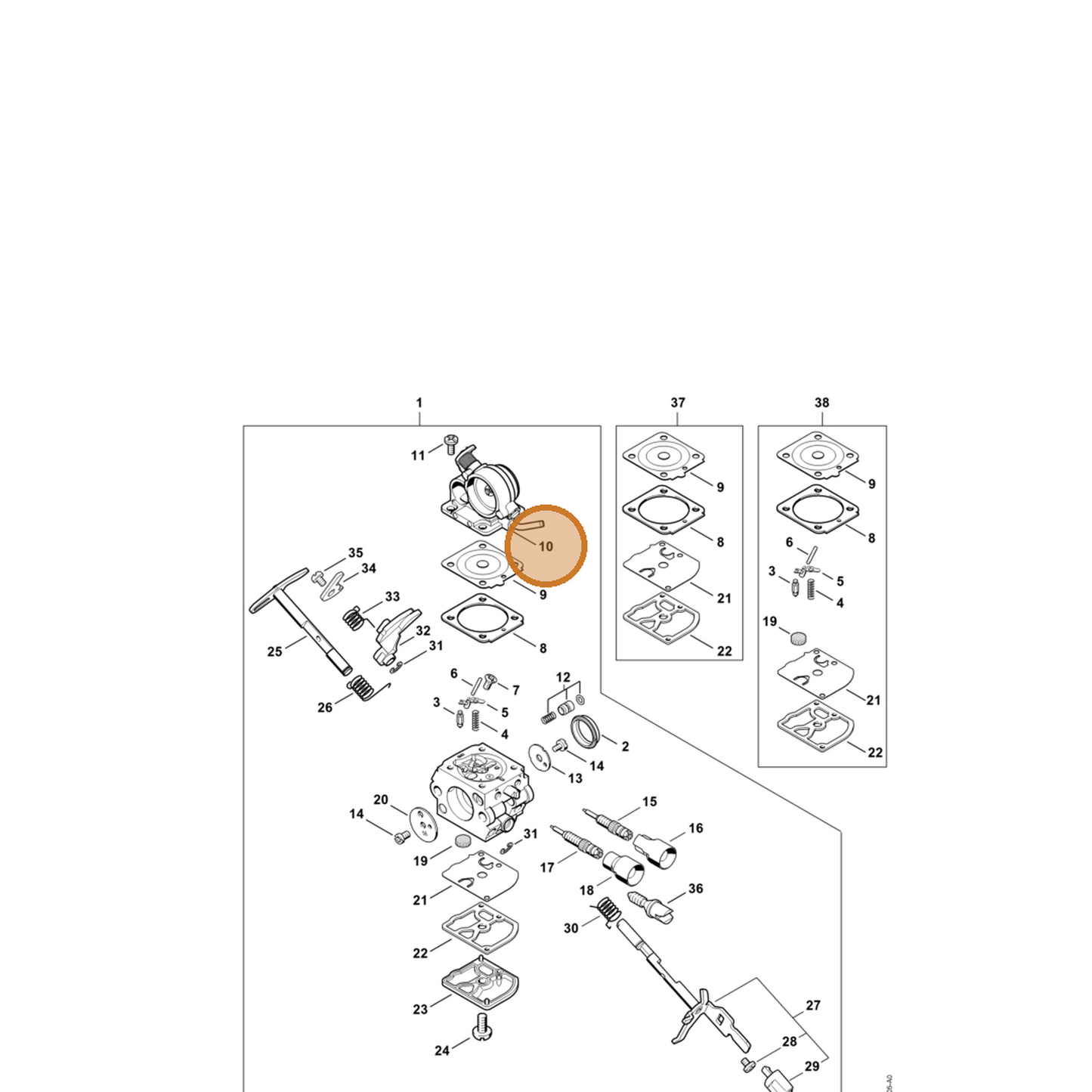 STIHL part 1139-120-0800 — IPL diagram snippet (6x zoom, amber highlight)
