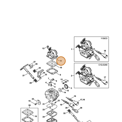 STIHL part 1139-120-0801 — IPL diagram snippet (6x zoom, amber highlight)