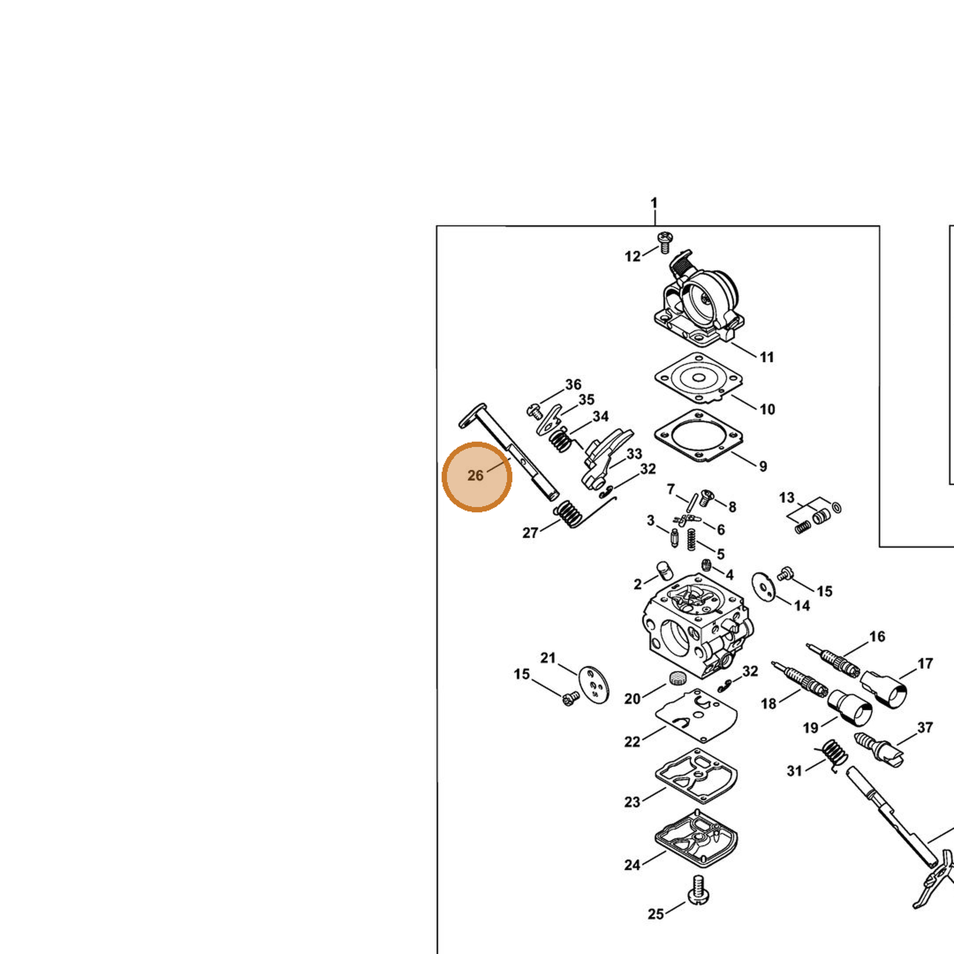 STIHL part 1139-120-7200 — IPL diagram snippet (6x zoom, amber highlight)