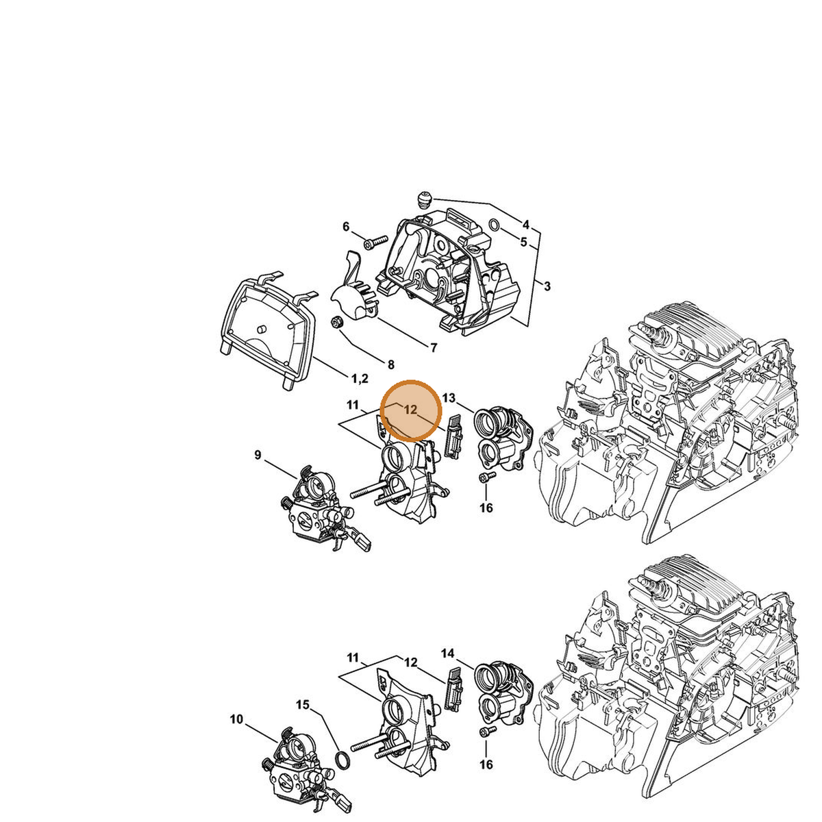 STIHL part 1139-121-2501 — IPL diagram snippet (6x zoom, amber highlight)