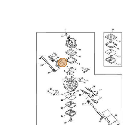 STIHL part 1139-121-3501 — IPL diagram snippet (6x zoom, amber highlight)