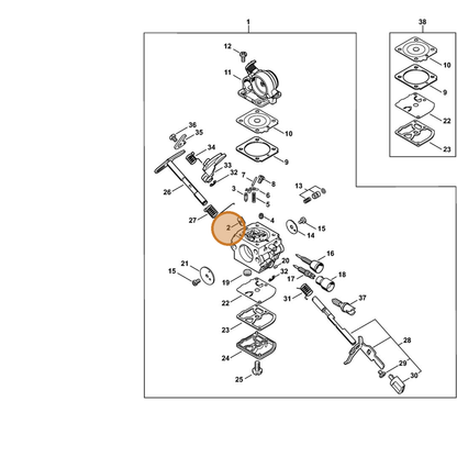 STIHL part 1139-121-5400 — IPL diagram snippet (6x zoom, amber highlight)