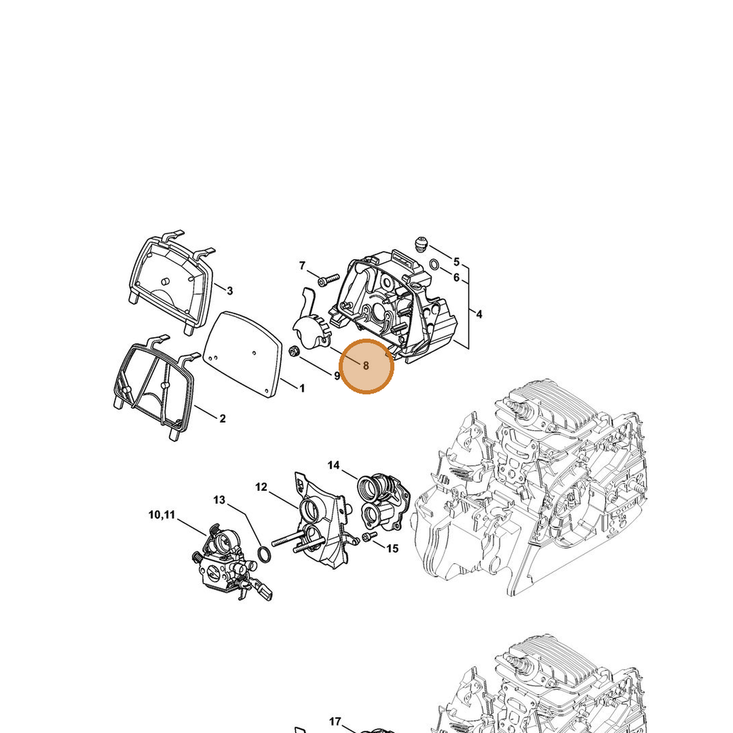 STIHL part 1139-121-6901 — IPL diagram snippet (6x zoom, amber highlight)