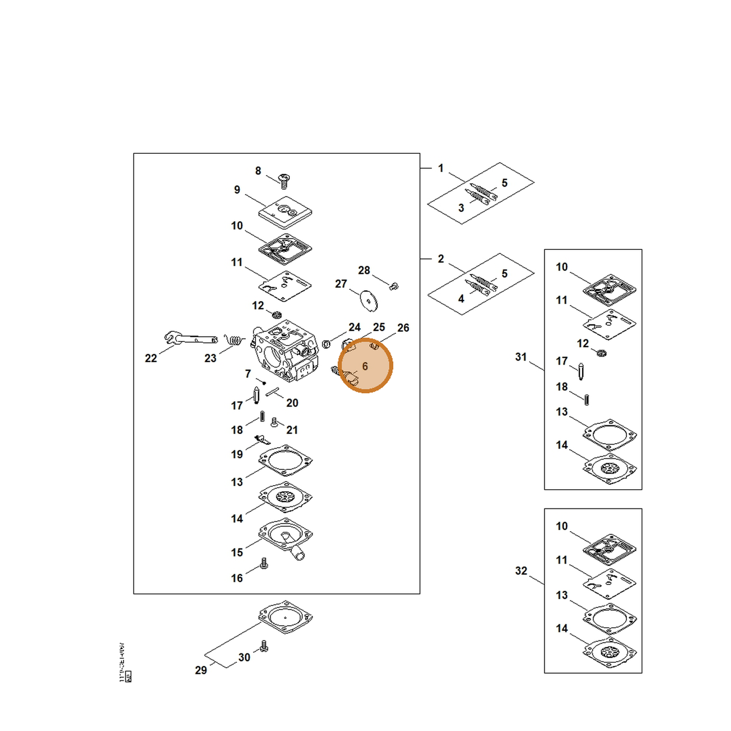 STIHL part 1139-122-6200 — IPL diagram snippet (6x zoom, amber highlight)