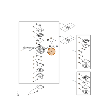 STIHL part 1139-122-6200 — IPL diagram snippet (6x zoom, amber highlight)