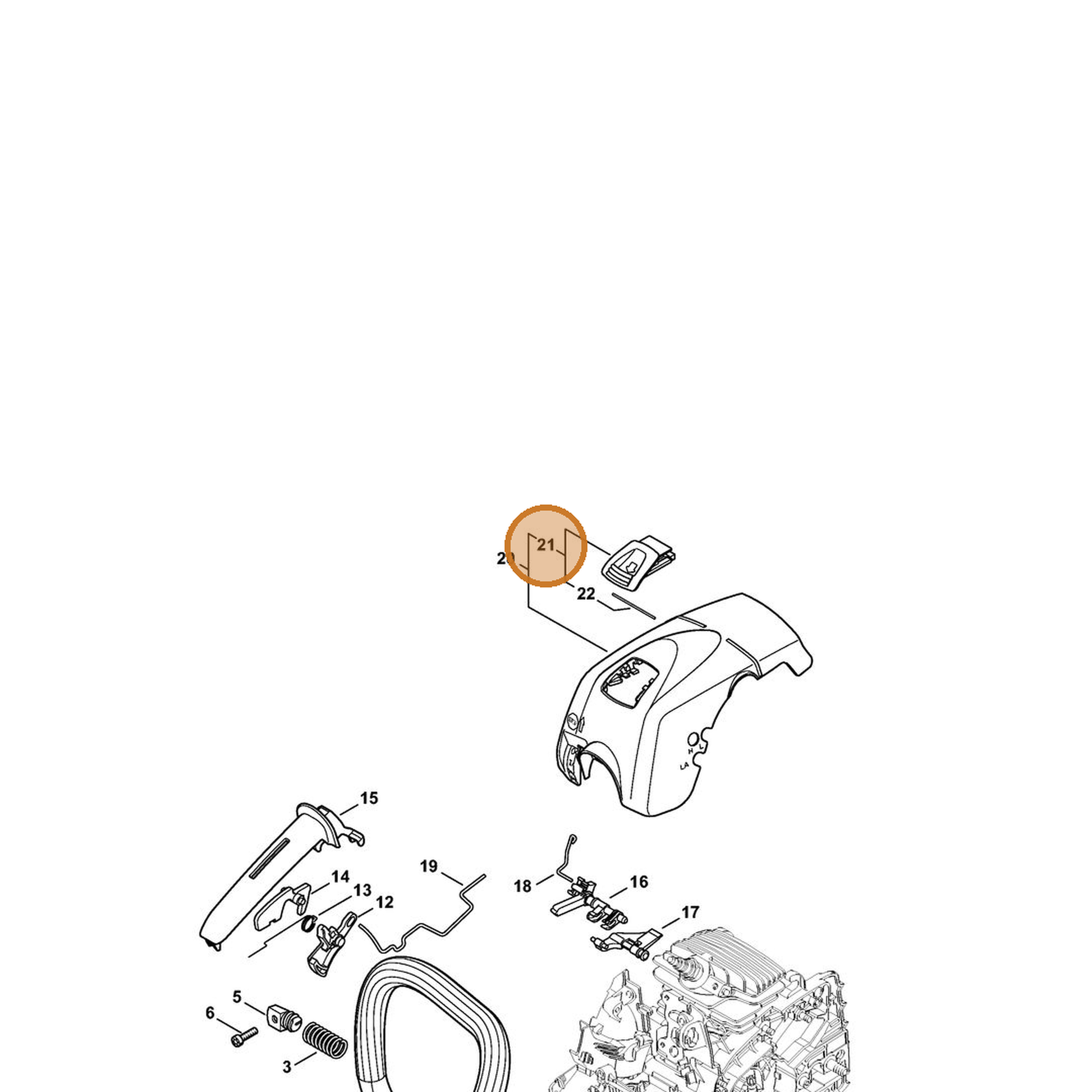 STIHL part 1139-140-3100 — IPL diagram snippet (6x zoom, amber highlight)