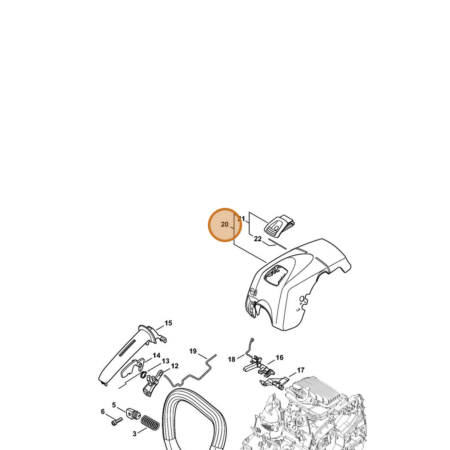 STIHL part 1139-140-4702 — IPL diagram snippet (6x zoom, amber highlight)