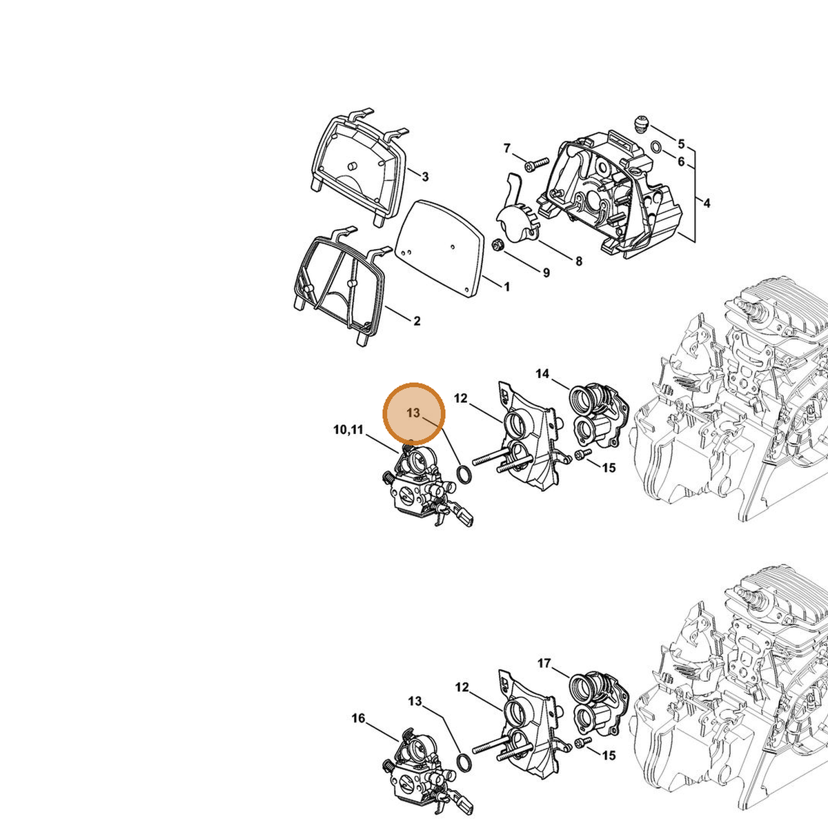 STIHL part 1139-141-1801 — IPL diagram snippet (6x zoom, amber highlight)