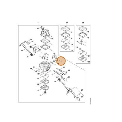 STIHL part 1139-141-1802 — IPL diagram snippet (6x zoom, amber highlight)