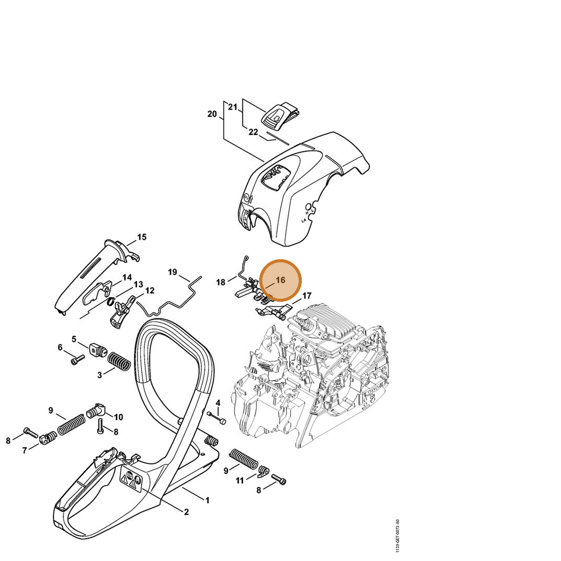 STIHL part 1139-182-0900 — IPL diagram snippet (6x zoom, amber highlight)