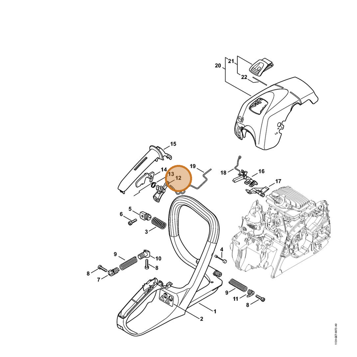 STIHL part 1139-182-1000 — IPL diagram snippet (6x zoom, amber highlight)