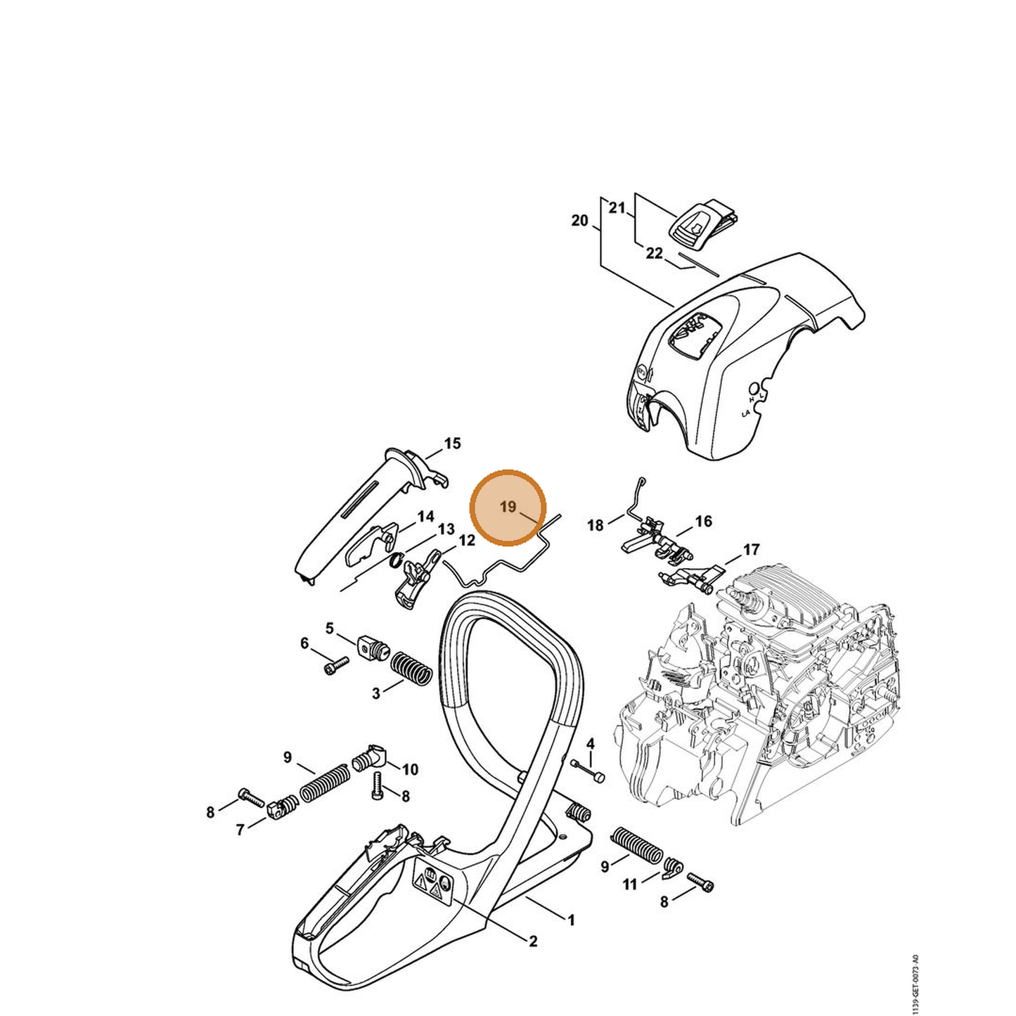 STIHL part 1139-182-1500 — IPL diagram snippet (6x zoom, amber highlight)