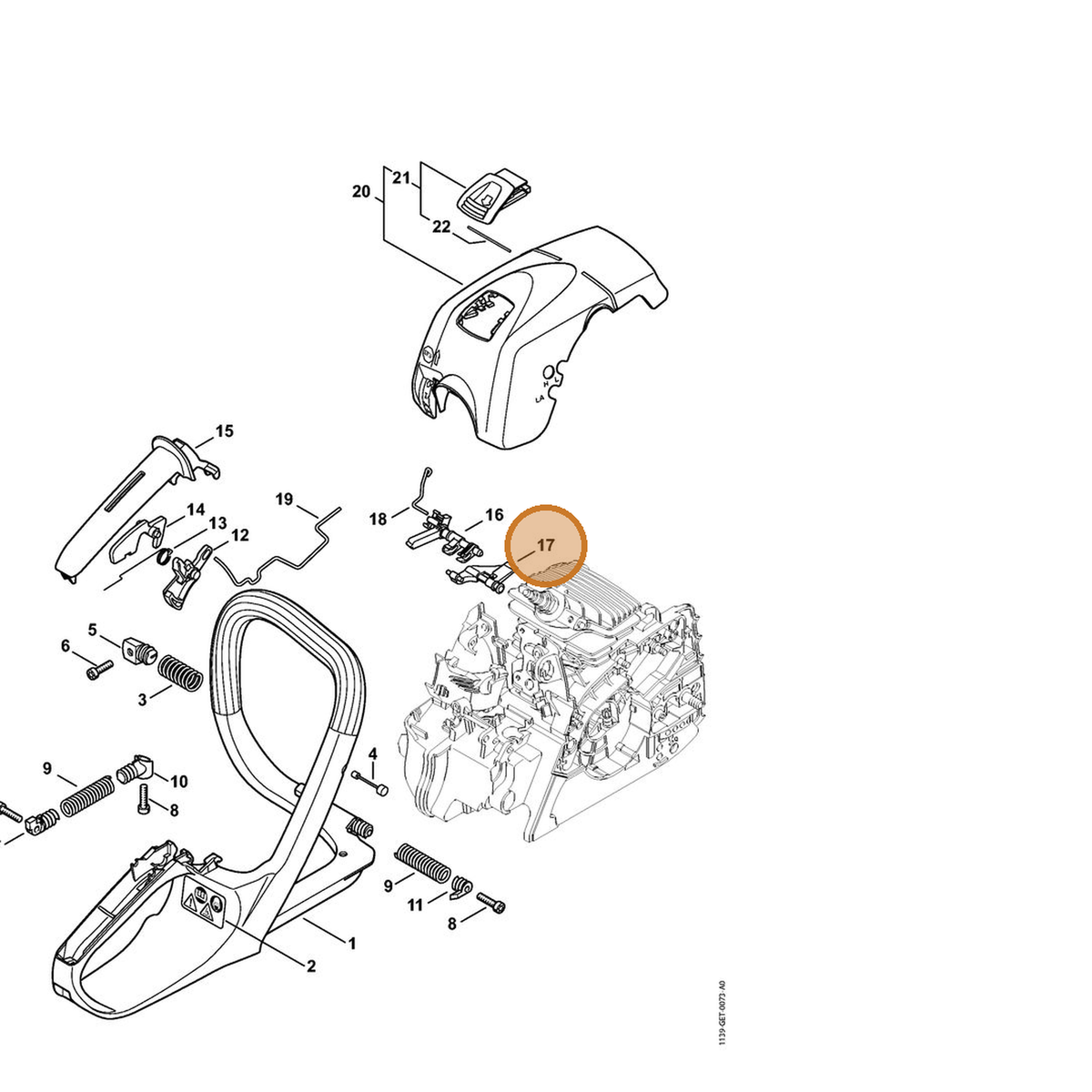 STIHL part 1139-182-2800 — IPL diagram snippet (6x zoom, amber highlight)
