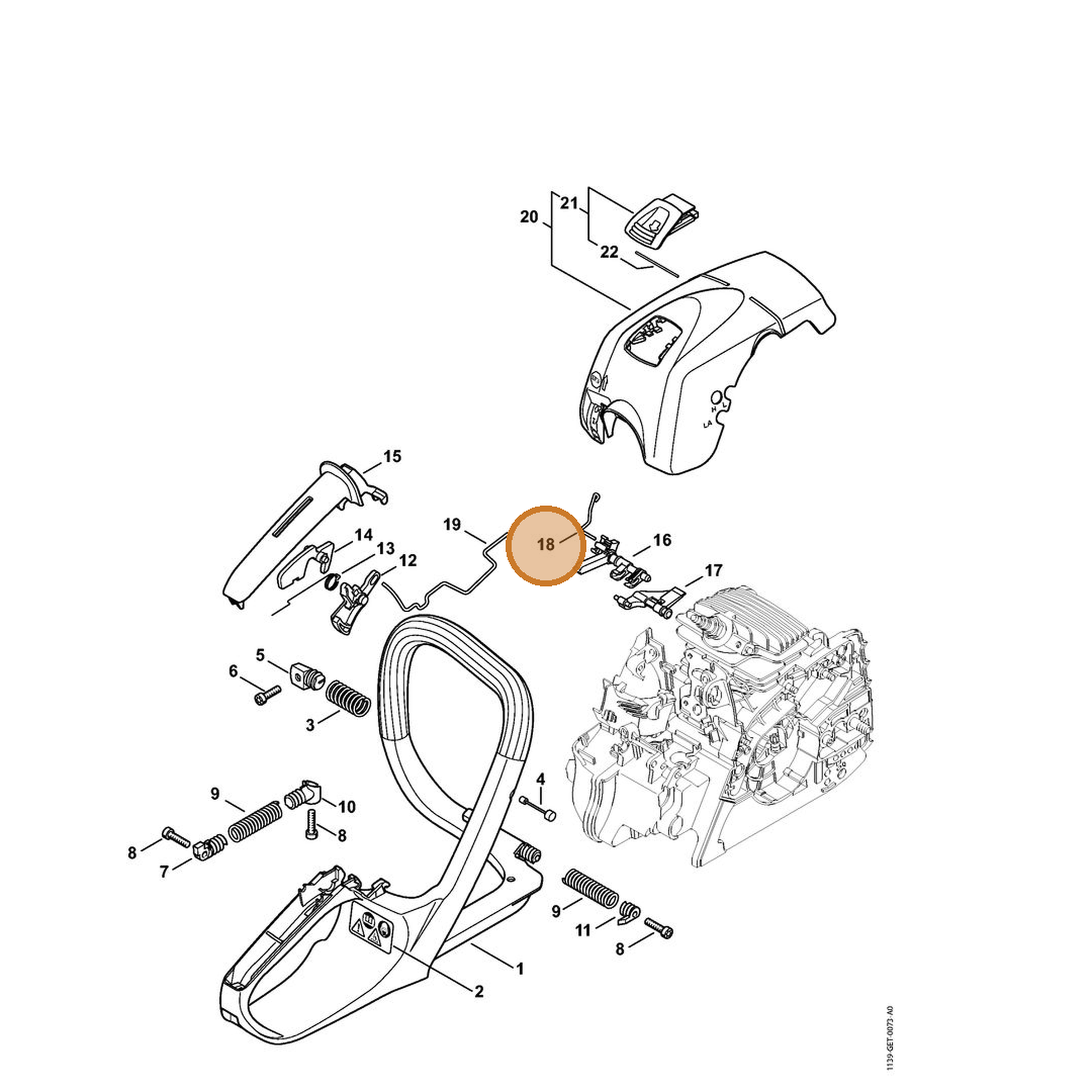 STIHL part 1139-185-1901 — IPL diagram snippet (6x zoom, amber highlight)