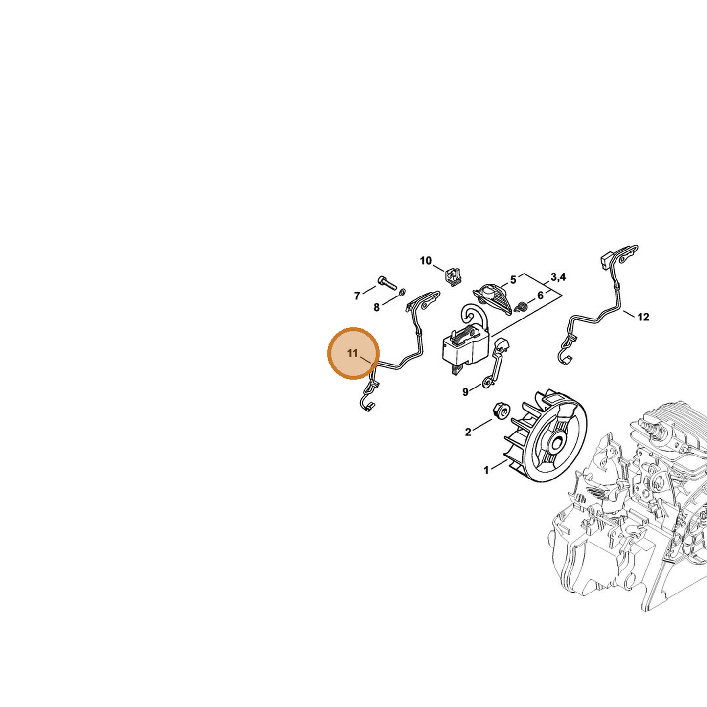 STIHL part 1139-440-3001 — IPL diagram snippet (6x zoom, amber highlight)