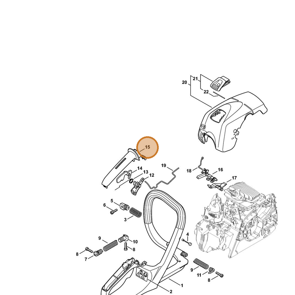 STIHL part 1139-791-0600 — IPL diagram snippet (6x zoom, amber highlight)
