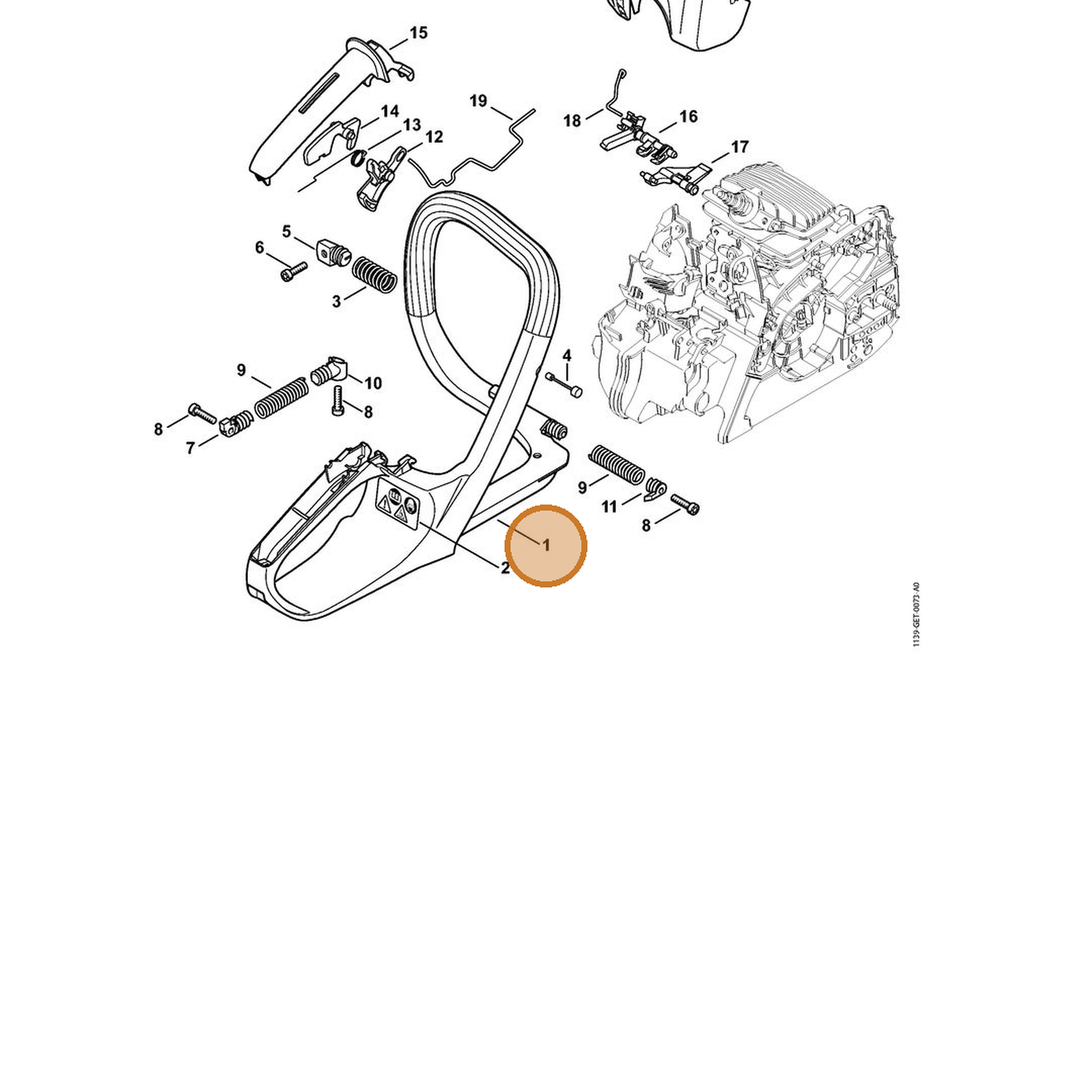 STIHL part 1139-791-4903 — IPL diagram snippet (6x zoom, amber highlight)