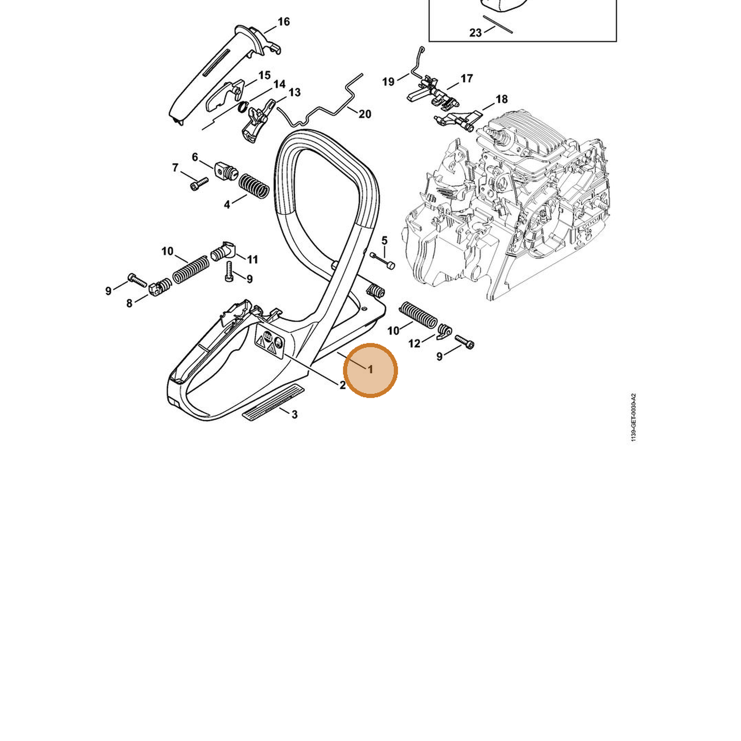 STIHL part 1139-791-4904 — IPL diagram snippet (6x zoom, amber highlight)