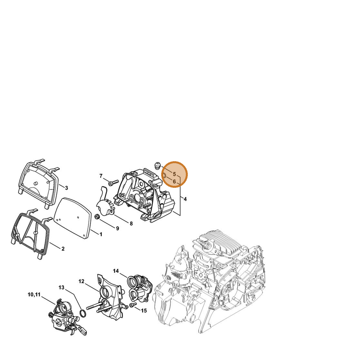 STIHL part 1139-791-5900 — IPL diagram snippet (6x zoom, amber highlight)