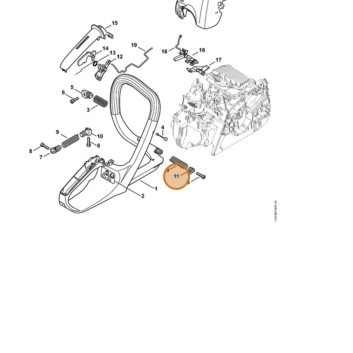 STIHL part 1139-792-2900 — IPL diagram snippet (6x zoom, amber highlight)