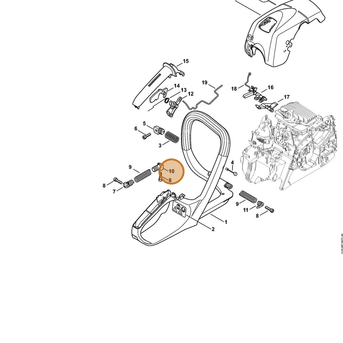 STIHL part 1139-792-2903 — IPL diagram snippet (6x zoom, amber highlight)