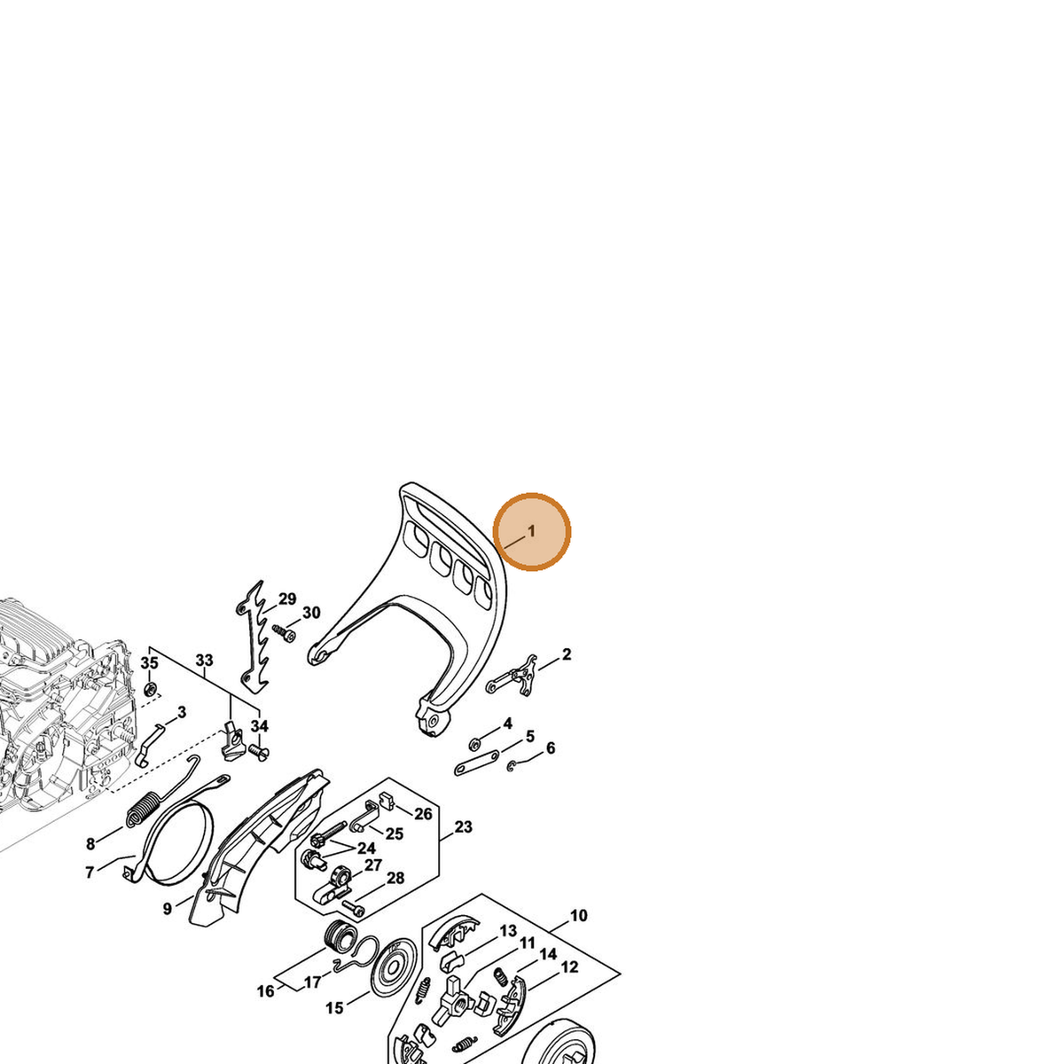 STIHL part 1139-792-9100 — IPL diagram snippet (6x zoom, amber highlight)
